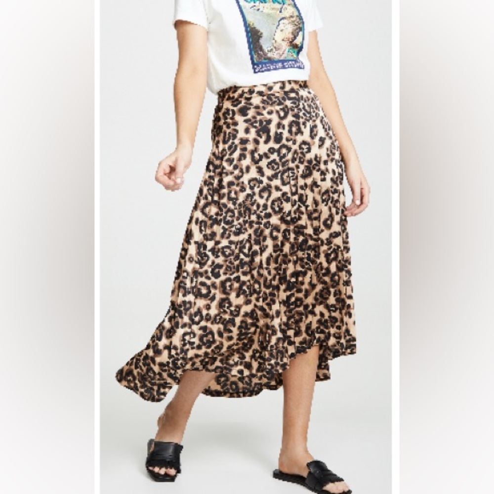 High low, leopard print skirt with built in slip.